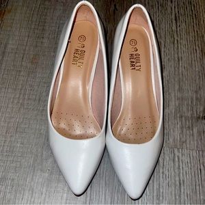 White Low Kitten Heels